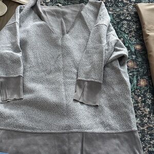 FREE PEOPLE OVERSIZED Cozy Gray V-Neck Sweater